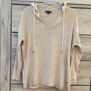 American Eagle Beige Knit Hoodie Sweater
